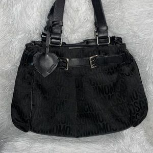 🖤Vintage Black Moschino monogram bag canvas leather straps like new condition